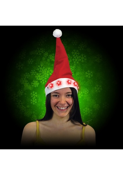2 Adet Işıklı Noel Baba Şapkası LED Işıklı Şapka Yılbaşı Parti Şapkası Yılbaşı Şapkası Kırmızı Pilli LED Işıklı Şapka
