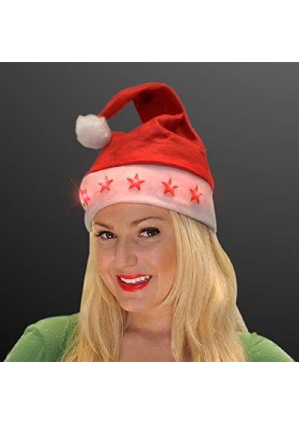 2 Adet Işıklı Noel Baba Şapkası LED Işıklı Şapka Yılbaşı Parti Şapkası Yılbaşı Şapkası Kırmızı Pilli LED Işıklı Şapka