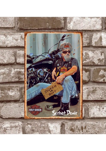 Kişiye Özel Motor-Harley-Davidson-Retro-Vintage-Metal-Poster