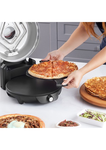 Gastro 10 In 1 1500 W Pizza Makinesi Biodiamond Granit Silver Tandır