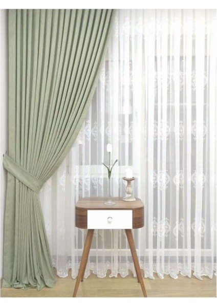 Ada Fon Perde Normal Pile (1'e 2,5 Pile) Su Yeşili fırsatları