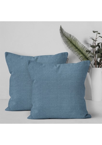 2'li Keten Görünümlü Kırlent Kılıfı Mavi