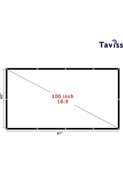 221x124 cm Siyah Çerçeveli Duvar Tipi Projeksiyon Perdesi