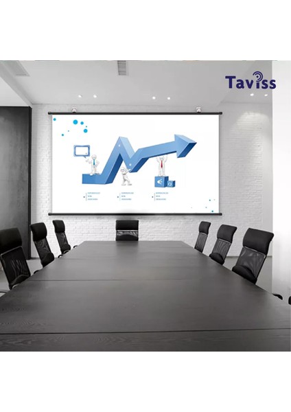 TAVİSS 100 İNÇ 221X124 CM Anti-Light Duvar Tipi Rulo Katlanabilir Projeksiyon Perdesi