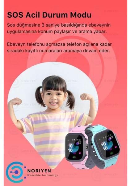 Sim Kartlı Konum Takipli Akıllı Çocuk Saati Gps Acil Durum Modlu Arama Yapan Kameralı Saat Kız Pembe