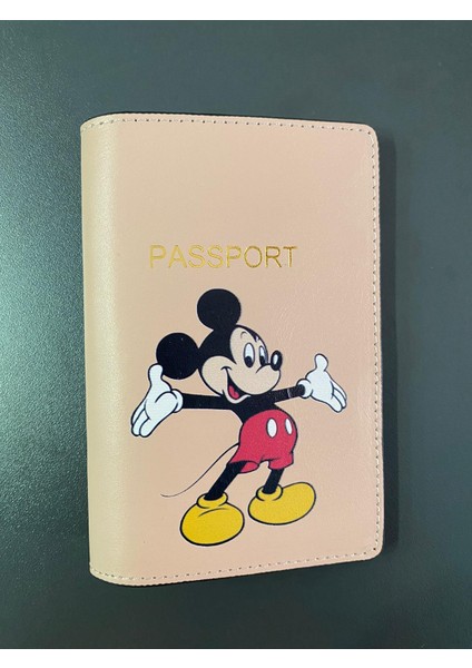 Mickey Mouse Tasarımlı Deri Pasaport Kılıfı