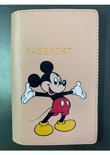 Mickey Mouse Tasarımlı Deri Pasaport Kılıfı