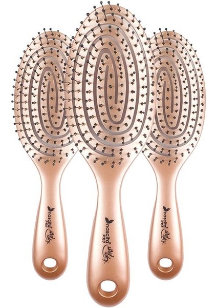 Üç Boyutlu Oval Saç Fırçası Kahverengi x 3