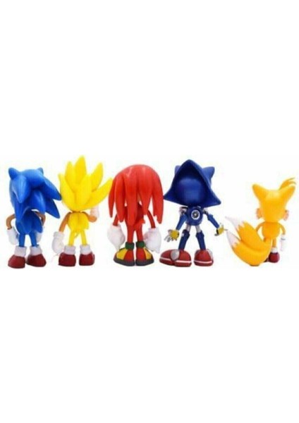 EC Shop Muditatoys Sonic Mini Figür Oyuncak 5 Figürlü Oyuncak Seti Super Metal Kirpi Sonic Tails Knuckles