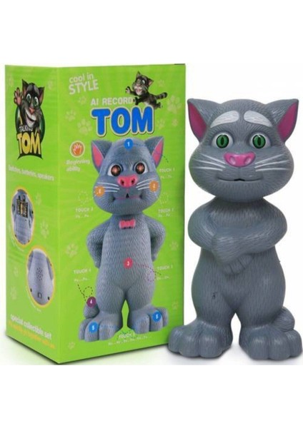 Tom Cat Alveb Konuşan Kedi Tom Ses Kaydeden Müzikli 23 cm
