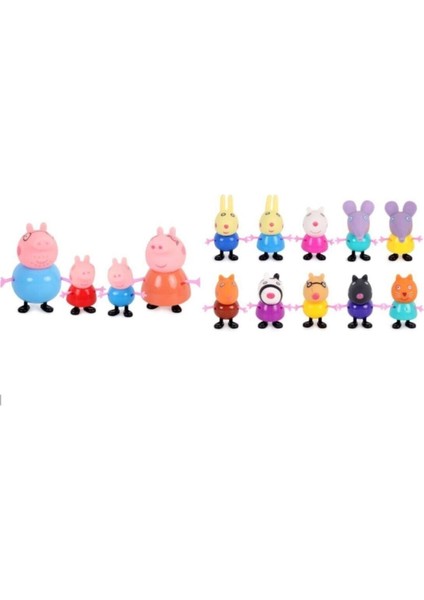 Peppa Pig 10+4 Lü Figür Peppa, George Aile ve Arkadaşlar