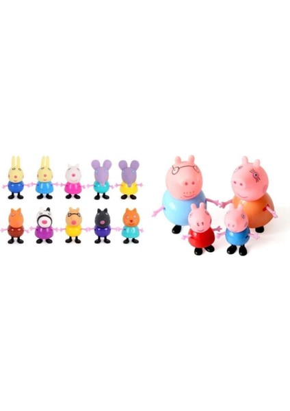 Peppa Pig 10+4 Lü Figür Peppa, George Aile ve Arkadaşlar