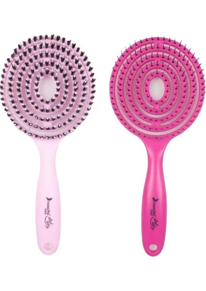 Üç Boyutlu Saç Fırçası Pudra Pembe ve Şeker Pembe
