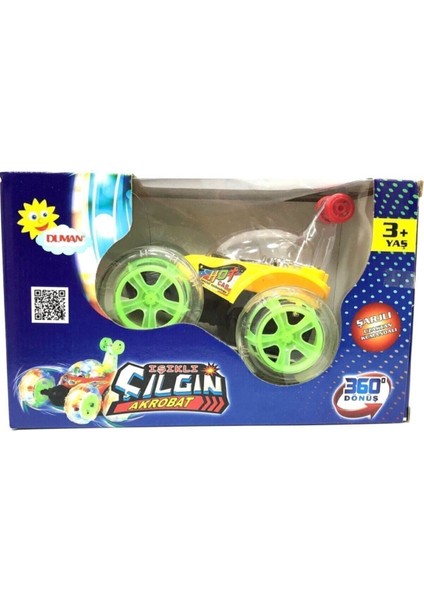 Can Ali Toys Işıklı Sarı Çılgın Akrobat Şarzlı Uzaktan Kumandalı Oyuncak Araba