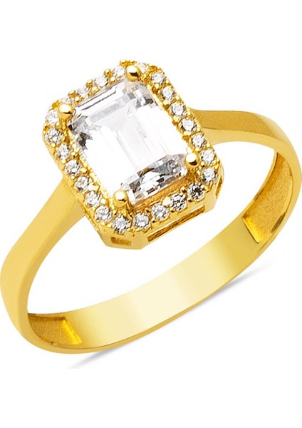 14 Ayar Altın Baget Taşlı Yüzük