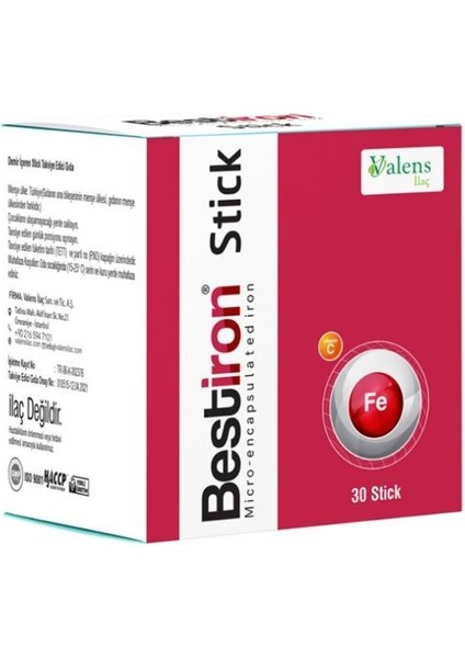 Bestiron Stick Demir Ve C Vitamini Içeren Takviye Edici Gıda 30 Stick Saşe