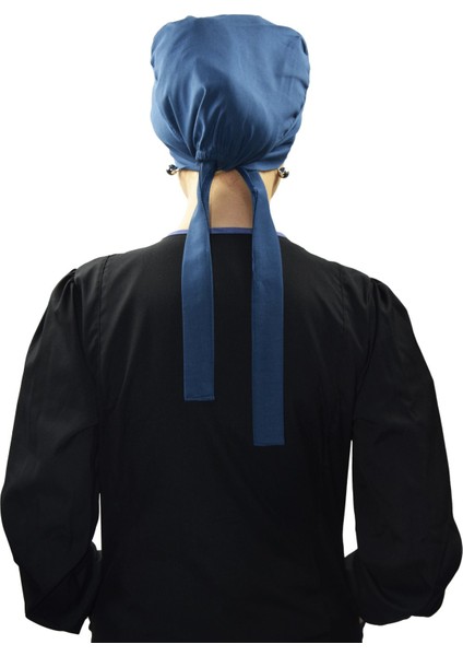 Tesettür Düz Petrol Mavisi Doktor Hemşire Hastane Aşçı Cerrahi Tesettür Bonesi modelleri