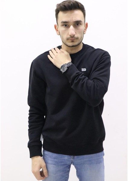 L81IRY01 Erkek Siyah Bisiklet Yaka Sweat