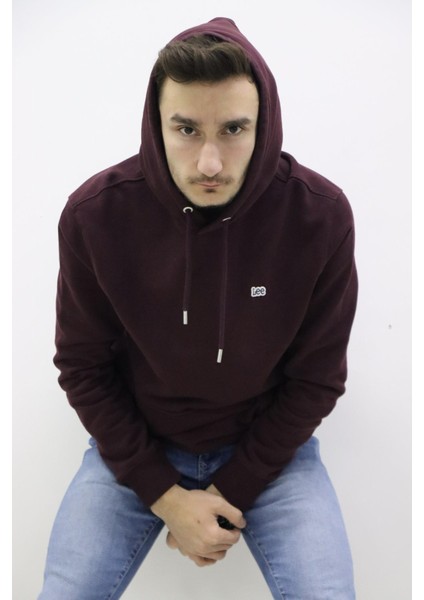 L80YRY74 Erkek Bordo Kapüşonlu Sweat