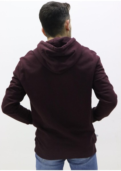 L80YRY74 Erkek Bordo Kapüşonlu Sweat