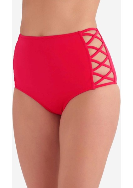 63047 Kırmızı Yüksek Bel Bikini Altı