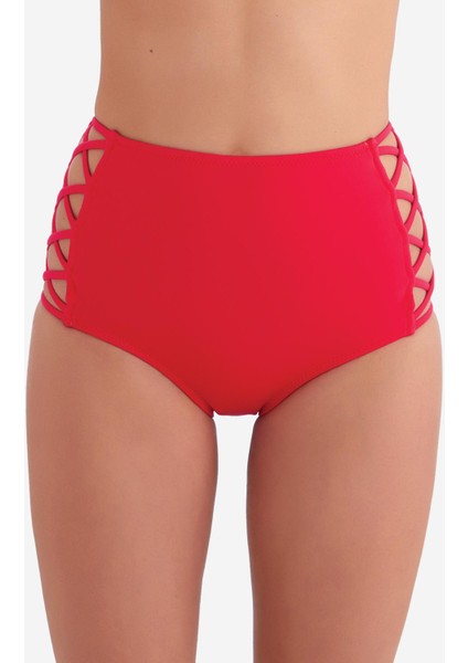 63047 Kırmızı Yüksek Bel Bikini Altı