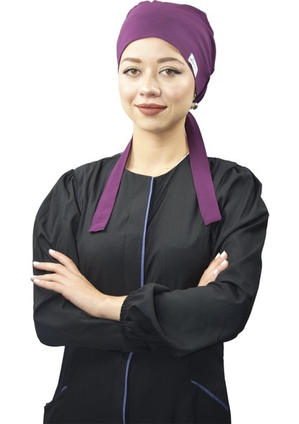 Nur Nur Likralı Tesettür Düz Koyu Mürdüm Doktor Hemşire Aşçı Cerrahi Tesettür Bonesi