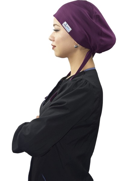 Nur Nur Likralı Tesettür Düz Koyu Mürdüm Doktor Hemşire Aşçı Cerrahi Tesettür Bonesi fiyatları