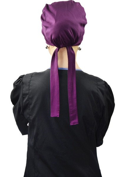 Nur Nur Likralı Tesettür Düz Koyu Mürdüm Doktor Hemşire Aşçı Cerrahi Tesettür Bonesi modelleri