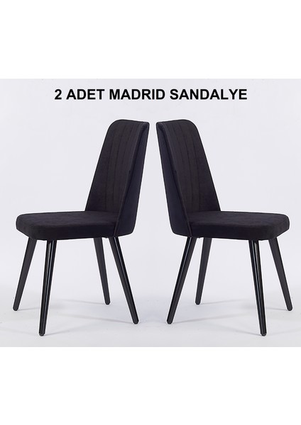 Pi Sandalye 2 Adet Madrid Yemek Odası Sandalyesi - Ahşap Ayaklı - Silinebilir Kumaş