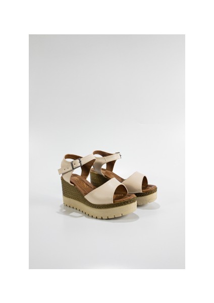 Kadın Krem Yüksek Topuk Sandalet modelleri