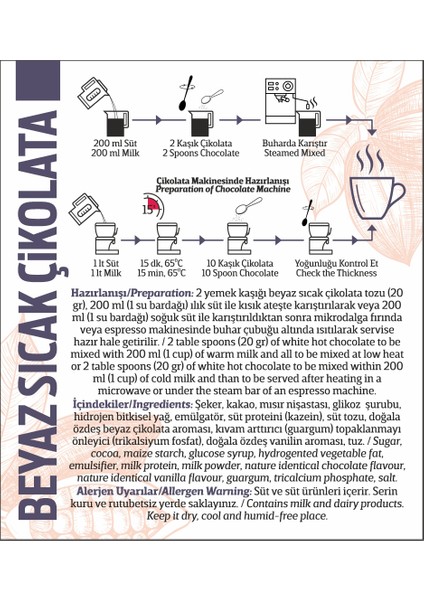 Beyaz Sıcak Çikolata Tozu 1000 gr x 6