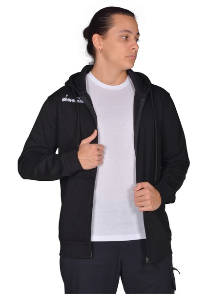 Imola - Erkek Siyah Pamuklu Tam Fermuarlı Spor Sweatshirt - DDTAM1050049