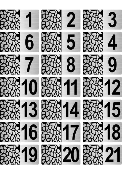 Metal Kapı Masa Dolap Posta Kutusu Numarası 7X14 cm Gümüş Renk (1…21)