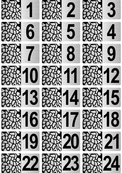 Metal Kapı Masa Dolap Posta Kutusu Numarası 5X10 cm Gümüş Renk (1…24)