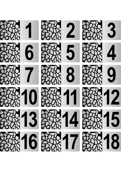 Metal Kapı Masa Dolap Posta Kutusu Numarası 6X12 cm Gümüş Renk (1…18)