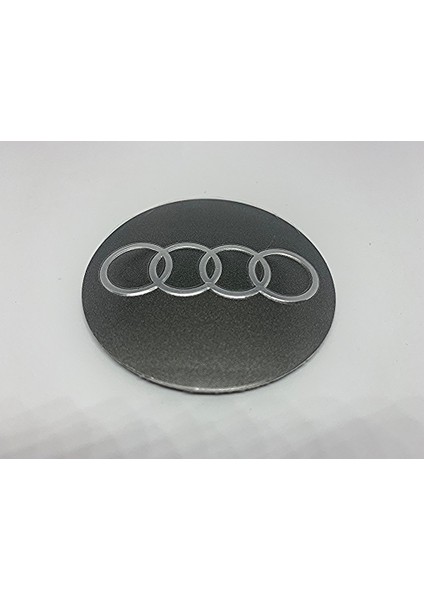 Audı Logolu 56 mm Jant Göbek Stıcker (Koyu Bej-Gümüş)