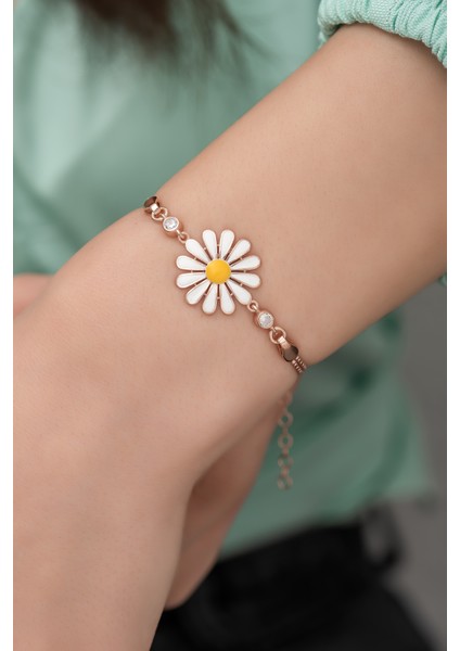 925 Ayar Gümüş Papatya Model Bileklik