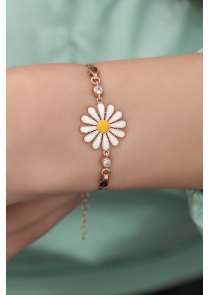 925 Ayar Gümüş Papatya Model Bileklik fiyatları