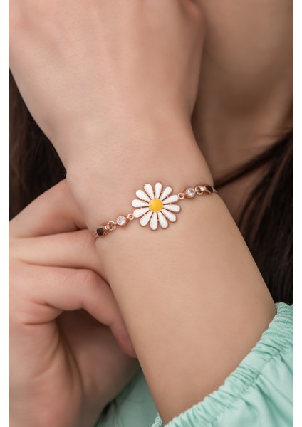 925 Ayar Gümüş Papatya Model Bileklik modelleri