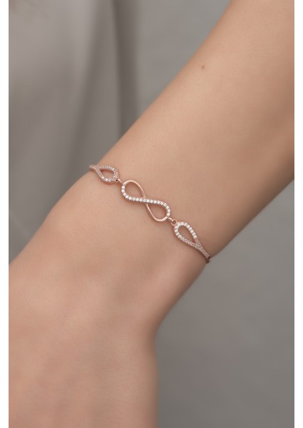 925 Ayar Gümüş Asansörlü Kelepçe Sonsuzluk Bileklik