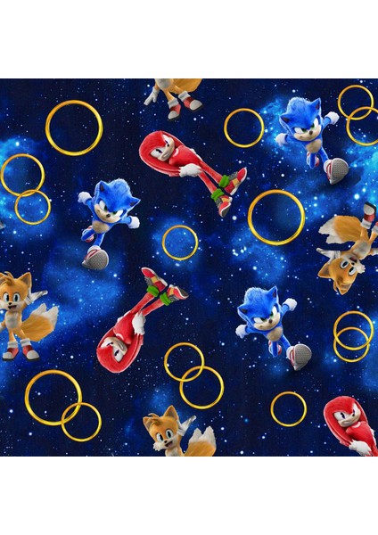 Kirpi Sonic Ekidne Knuckles ve Miles Tails 3D Baskılı Erkek Çocuk Pijama Takımı Lacivert