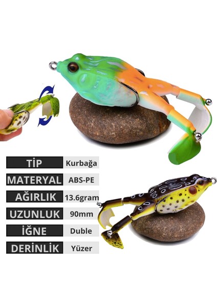 Olta Balıkçılık Duble Iğneli 9cm 13.6gr Kurbağa Yapay Yem