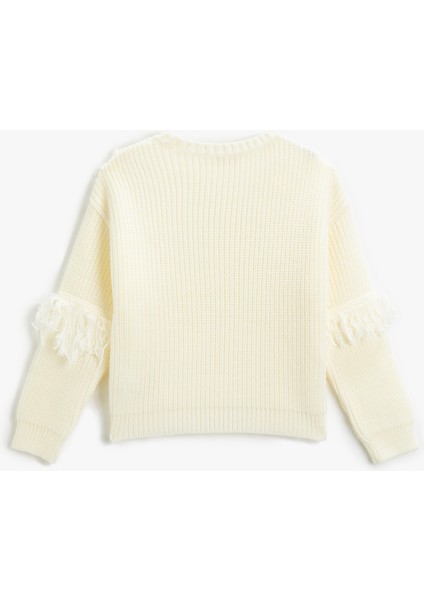 Örgü Kazak Püskül Detaylı Bisiklet Yaka Uzun Kollu fiyatları