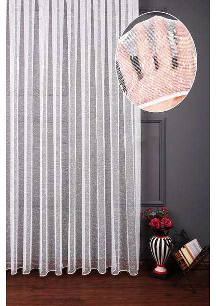 Taç Kullanıma Hazır Puanlı Keten 1/3 Sık Pile Tül Perde Tek Kanat - Ekru 100 x 240 cm fırsatları