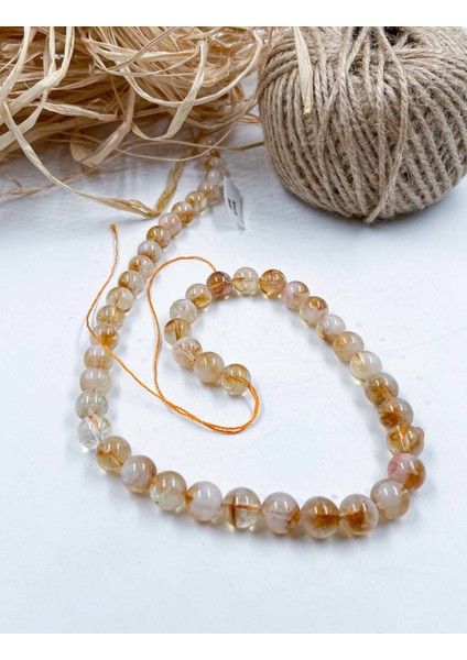 Sitrin Küre Kesim 8 mm Doğal Taş Dizi