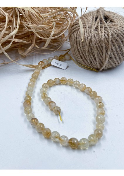 Sitrin Küre Kesim 8 mm Doğal Taş Dizi