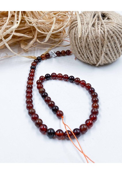 Turuncu Garnet Küre Kesim 8 mm Doğal Taş Dizi