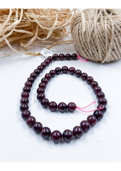 Lal Garnet Küre Kesim 8 mm Doğal Taş Dizi