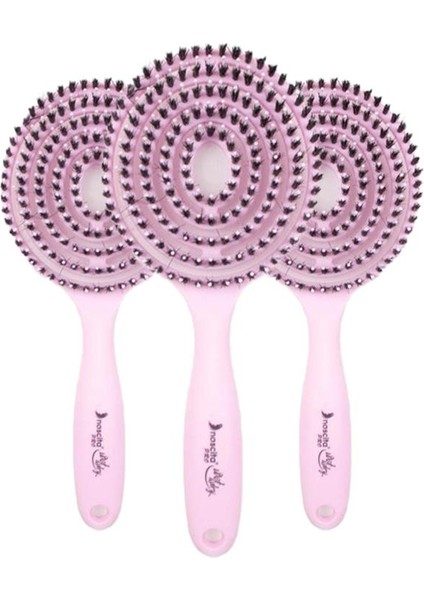 Üç Boyutlu Saç Fırçası Pudra Pembe x 3